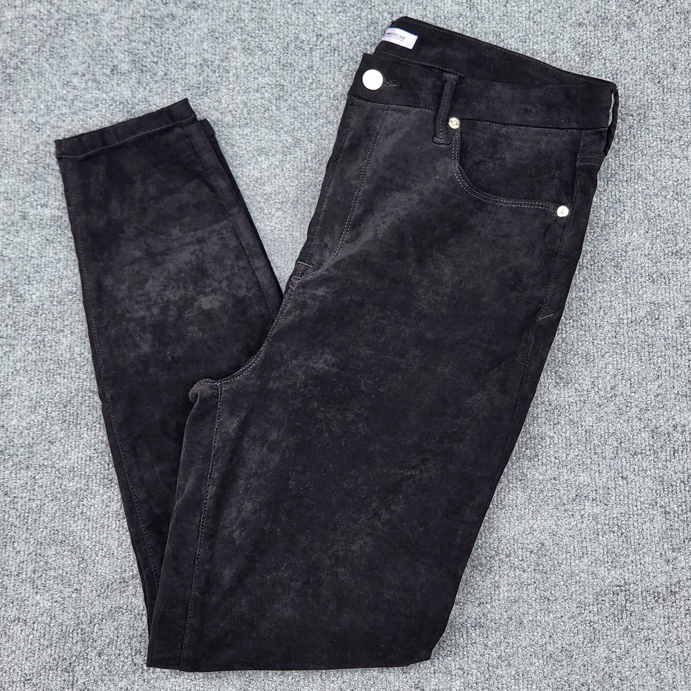 womens GOOD AMERICAN Good Legs Faux Suede Black Pants skinny‎ Stretch size 16